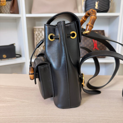 Gucci Calfskin Bamboo Backpack Mystic Black