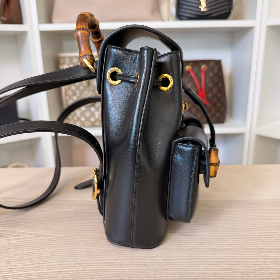 Gucci Calfskin Bamboo Backpack Mystic Black