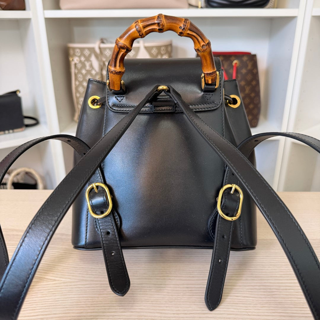 Gucci Calfskin Bamboo Backpack Mystic Black
