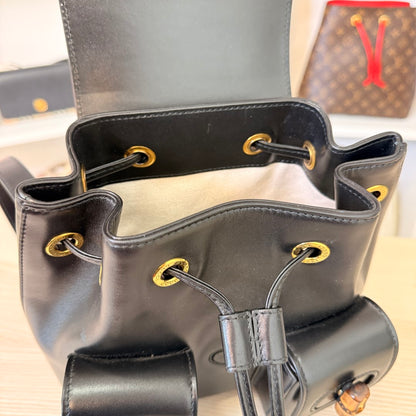 Gucci Calfskin Bamboo Backpack Mystic Black