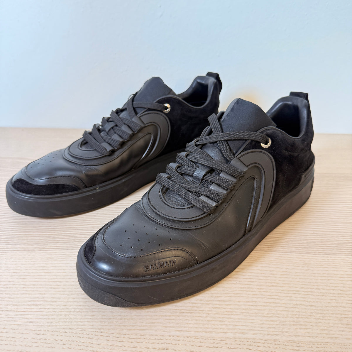 Balmain Sneakers Mens Leather Black US10/EU43