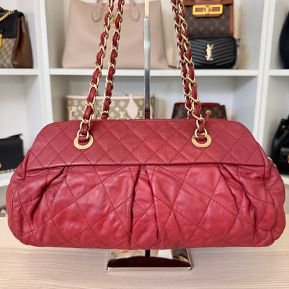 Chanel Chic Quilted Bowling Bag Calfskin Leather Red