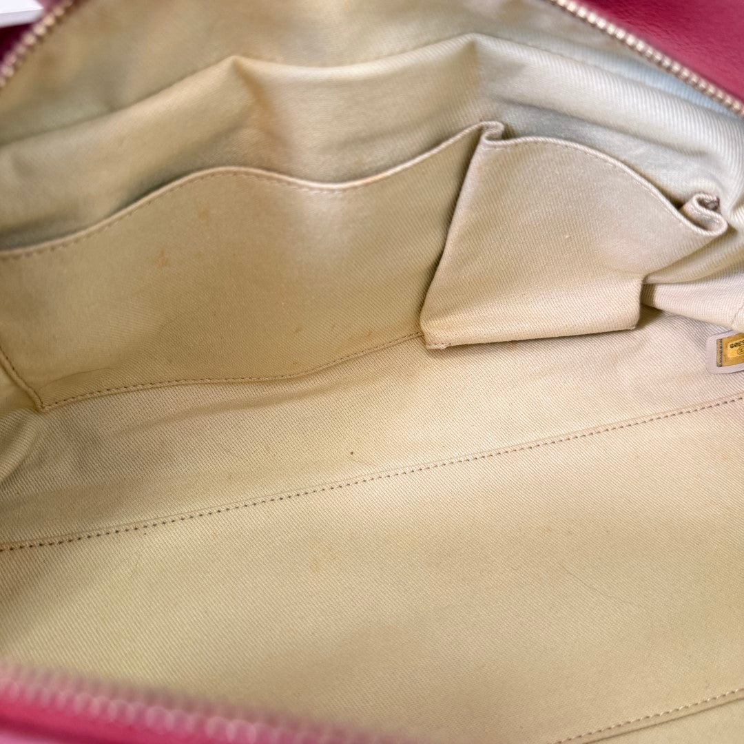 Chanel Chic Quilted Bowling Bag Calfskin Leather Red