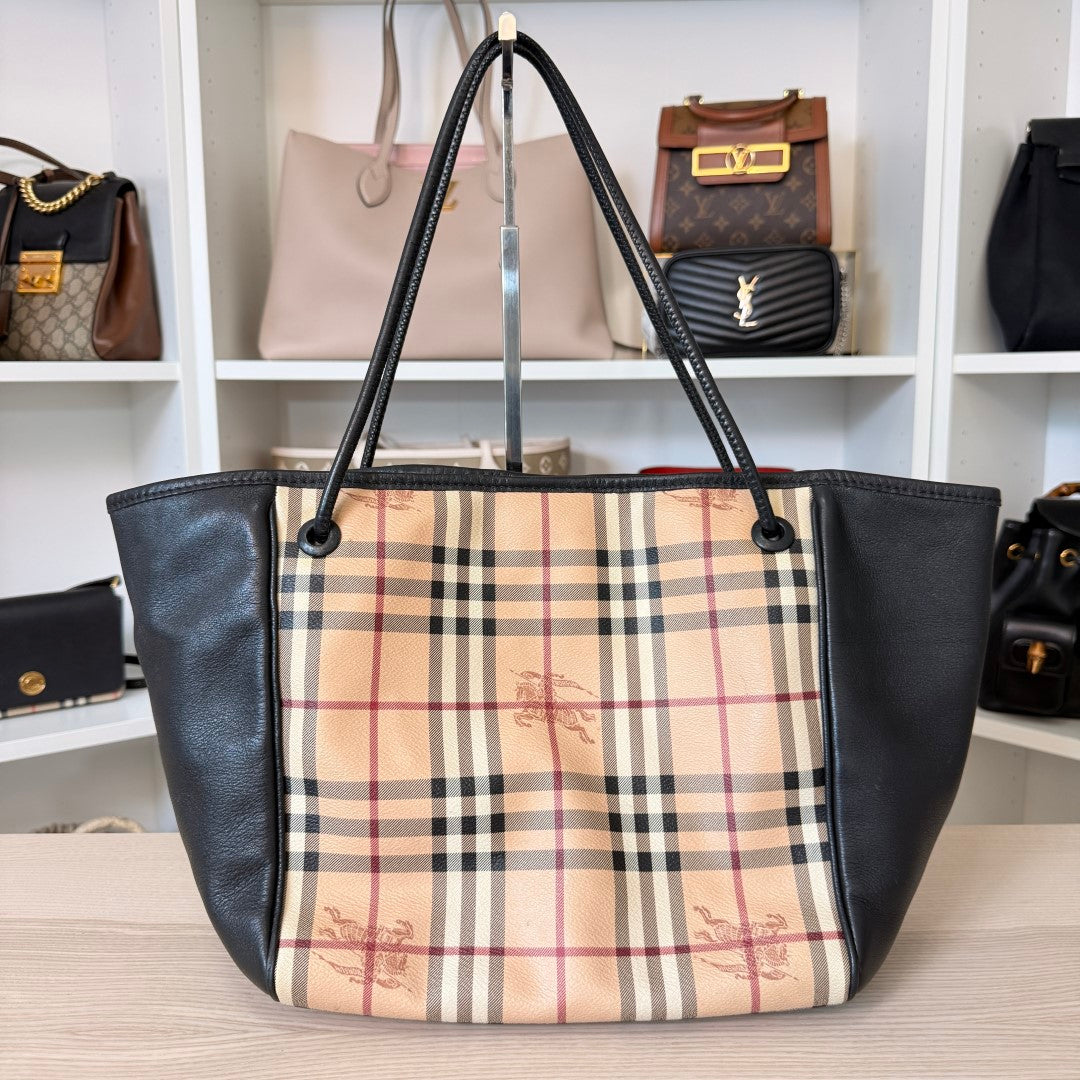 Burbery Haymarket Check Leather Hobo