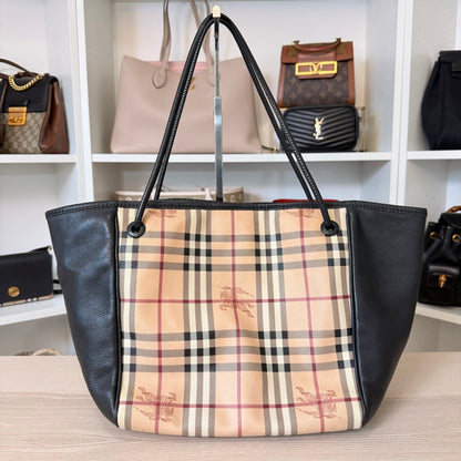 Burbery Haymarket Check Leather Hobo