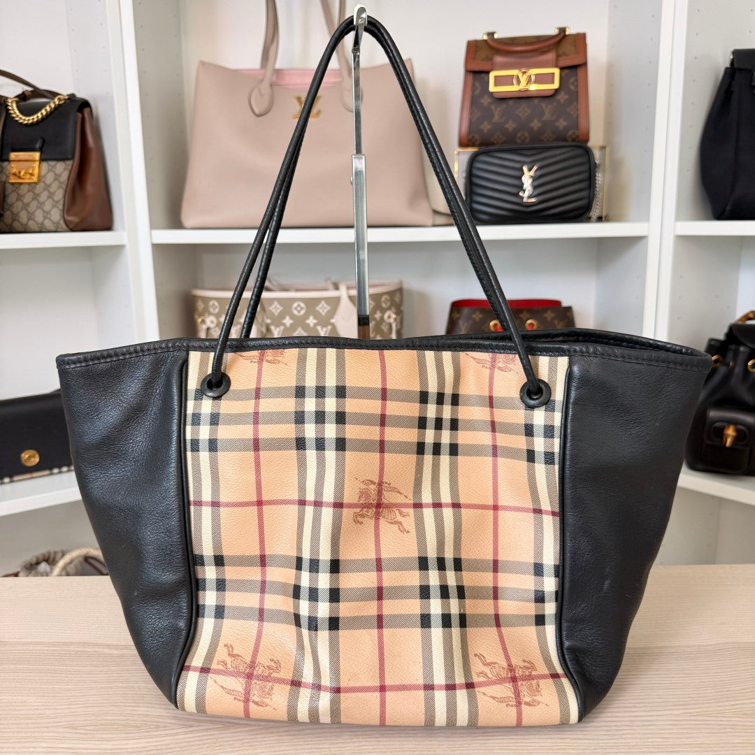 Burbery Haymarket Check Leather Hobo