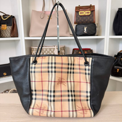 Burbery Haymarket Check Leather Hobo