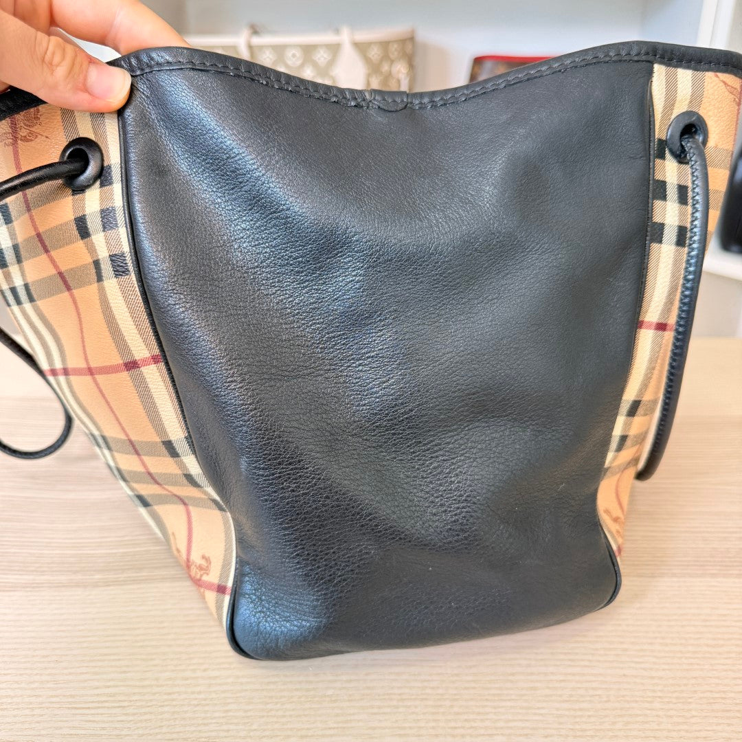 Burbery Haymarket Check Leather Hobo