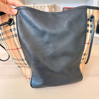 Burbery Haymarket Check Leather Hobo