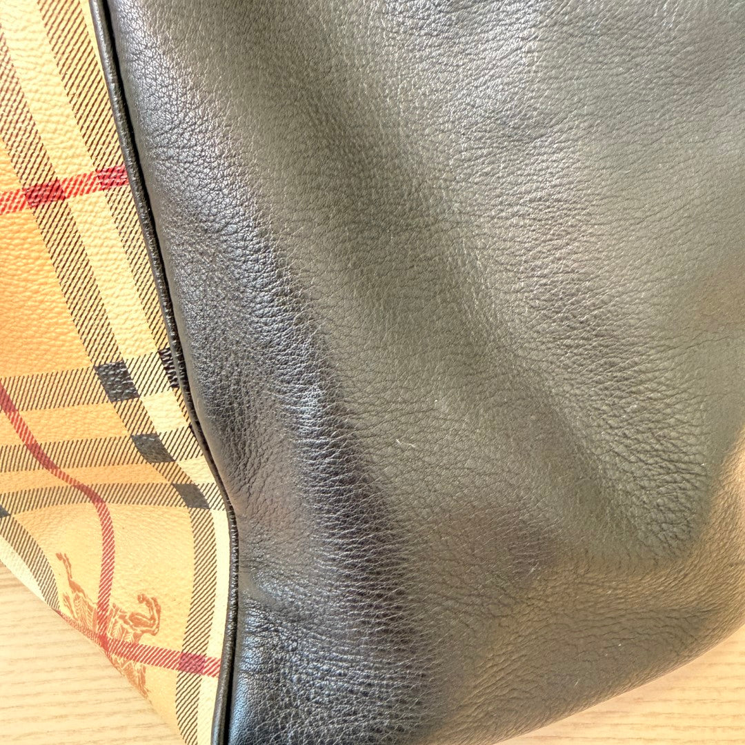 Burbery Haymarket Check Leather Hobo