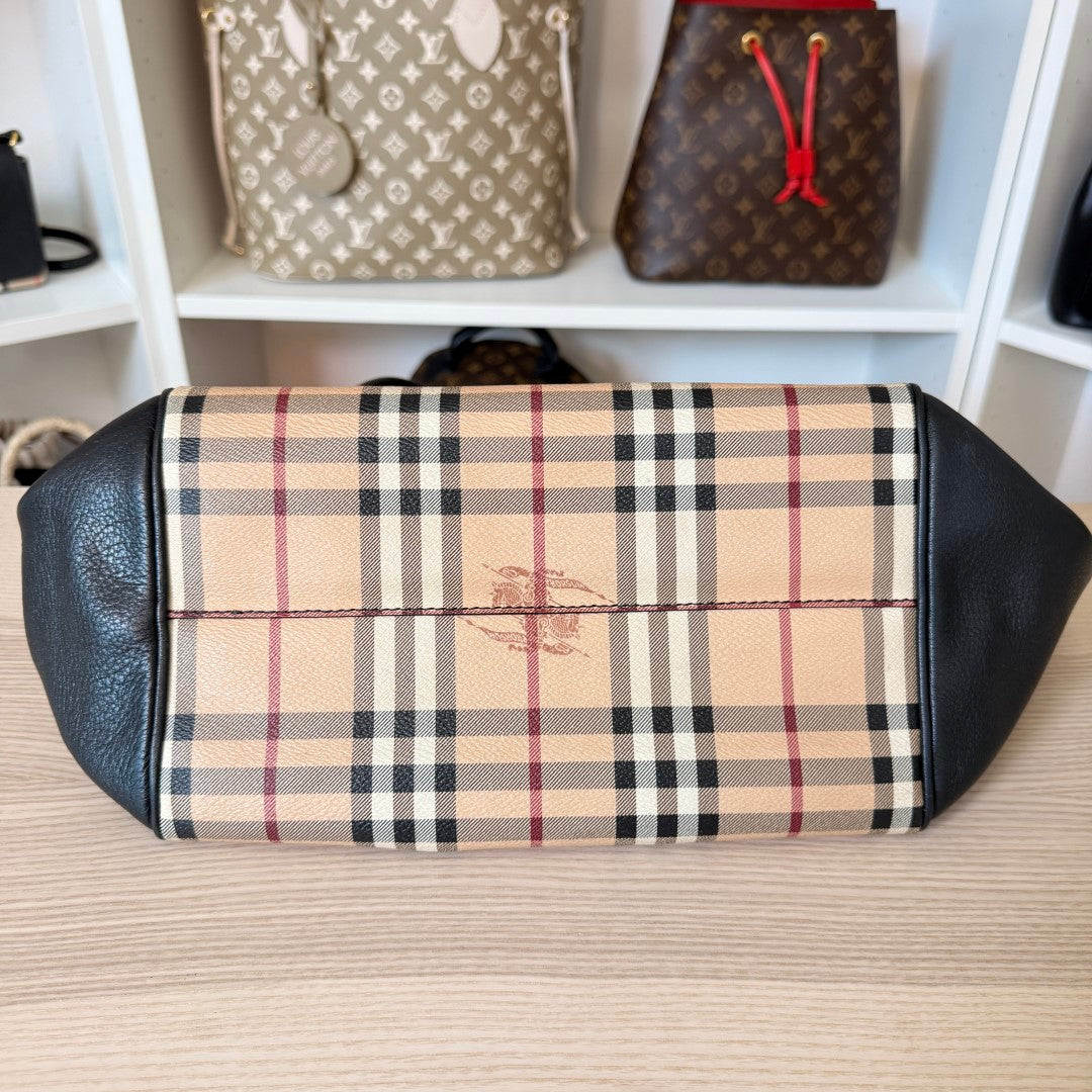 Burbery Haymarket Check Leather Hobo