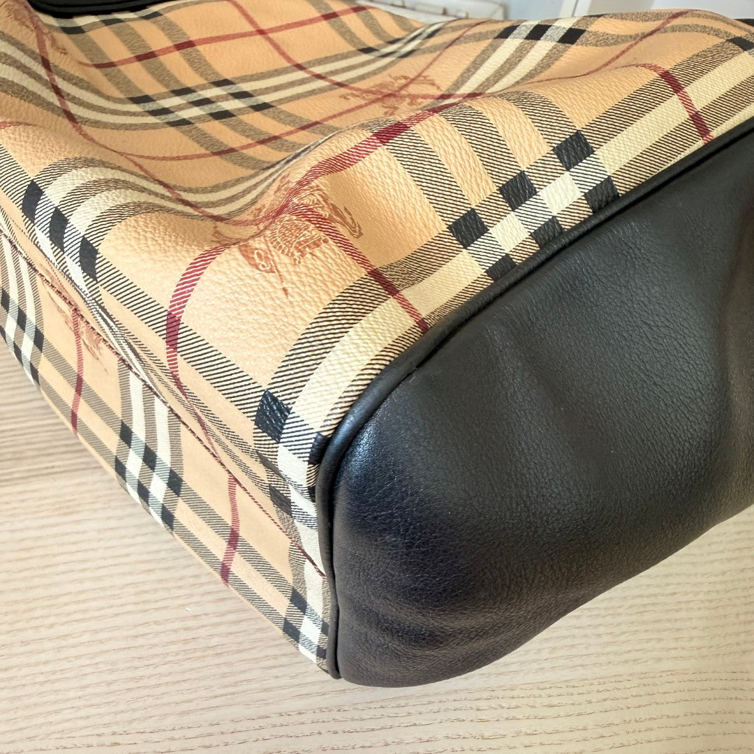 Burbery Haymarket Check Leather Hobo