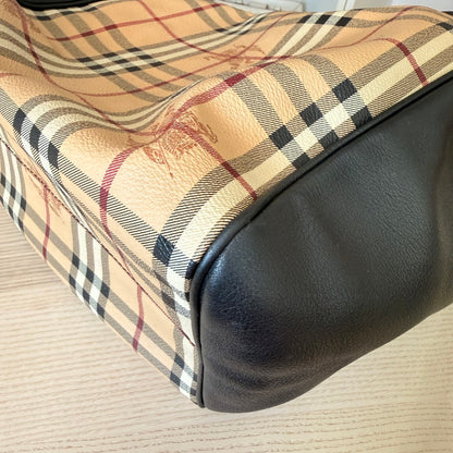Burbery Haymarket Check Leather Hobo