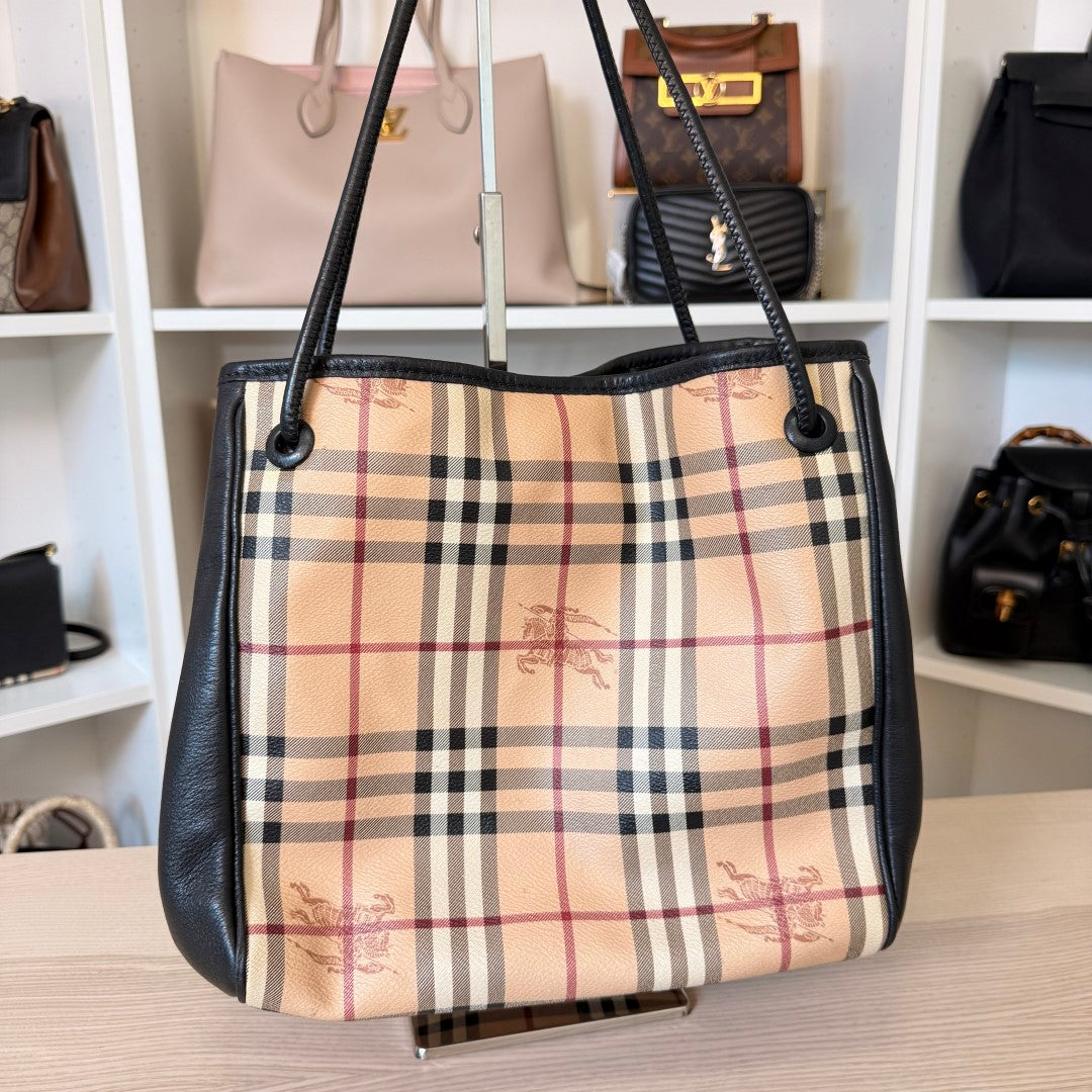Burbery Haymarket Check Leather Hobo