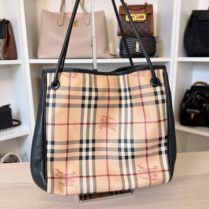 Burbery Haymarket Check Leather Hobo