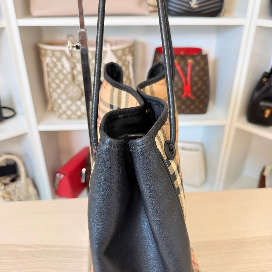 Burbery Haymarket Check Leather Hobo