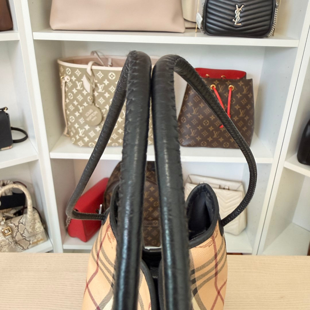 Burbery Haymarket Check Leather Hobo