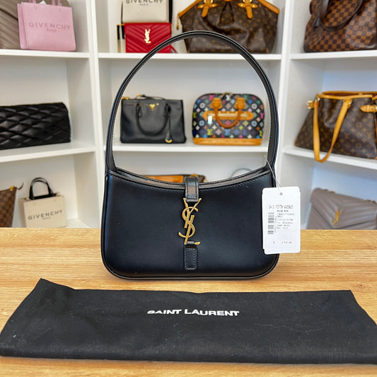 Saint Laurent Smooth Calfskin Le 5 A 7 Mini Hobo Black GHW