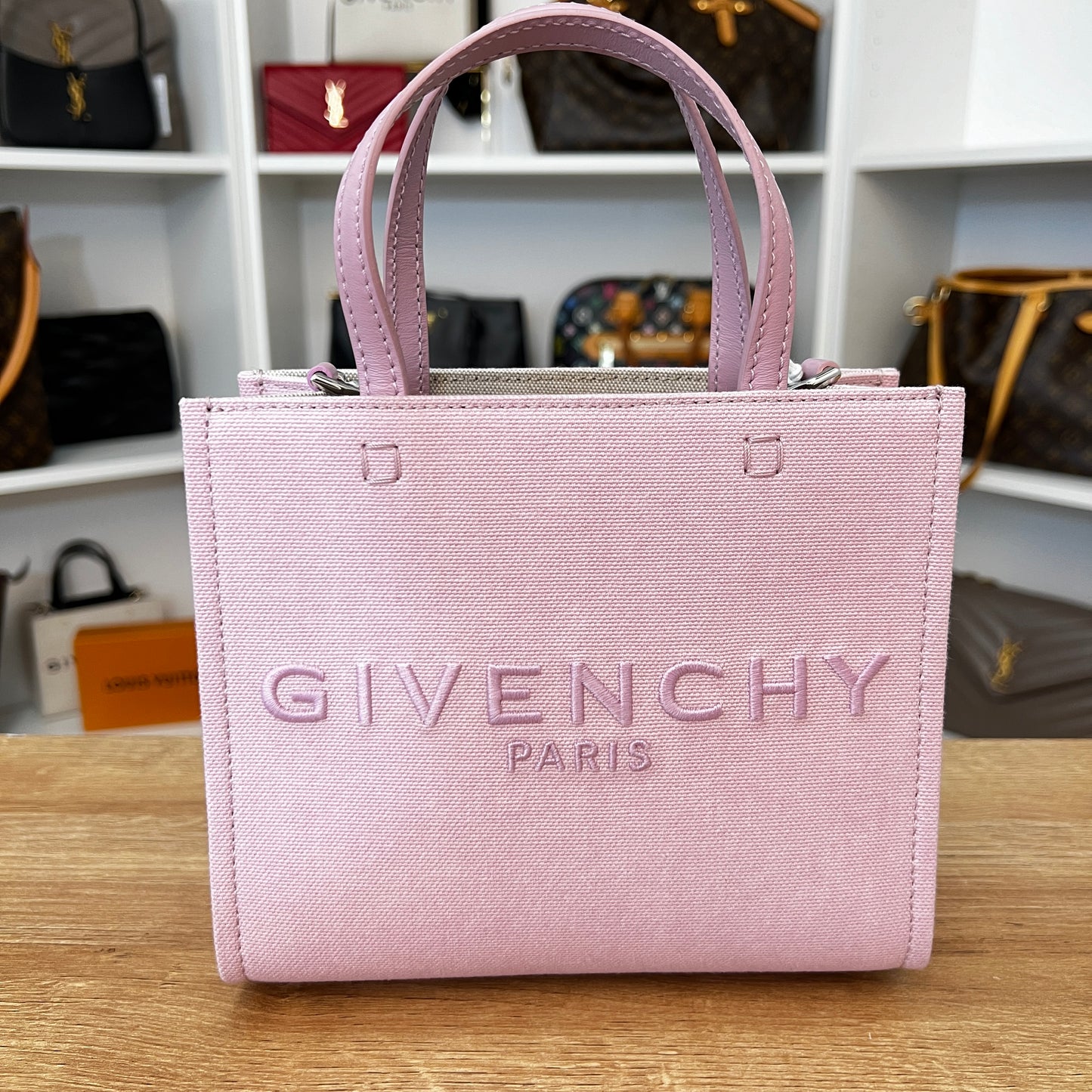 Givenchy Mini Logo Shopping Tote Bag Light Beige and Light Pink