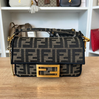 Fendi Baguette Mini Brown FF Jacquard Fabric