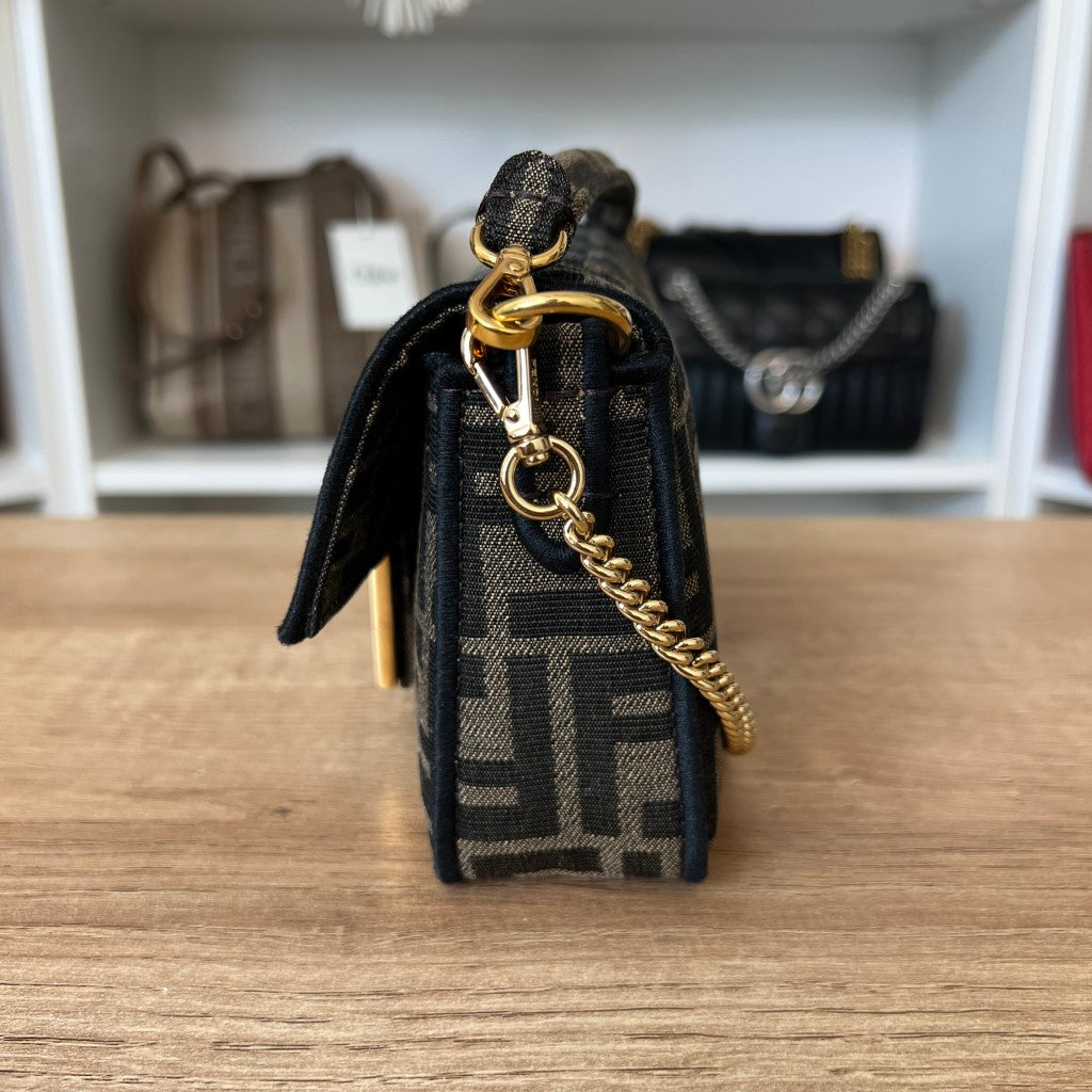 Fendi Baguette Mini Brown FF Jacquard Fabric