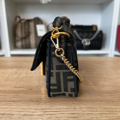 Fendi Baguette Mini Brown FF Jacquard Fabric