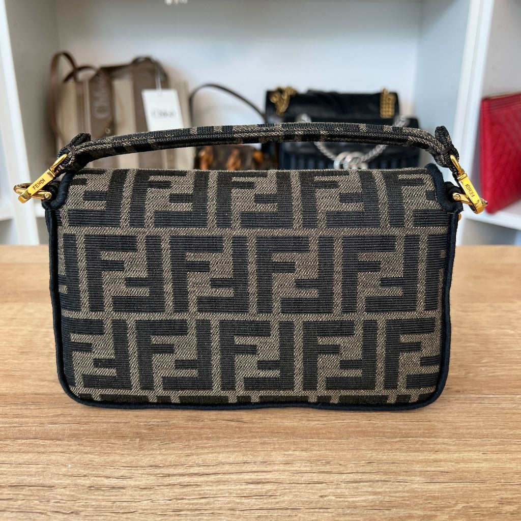 Fendi Baguette Mini Brown FF Jacquard Fabric