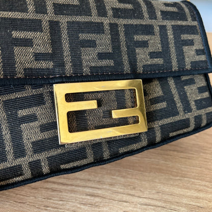 Fendi Baguette Mini Brown FF Jacquard Fabric