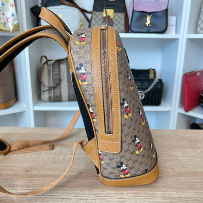 Gucci  X DISNEY Mini Vintage GG Supreme Monogram Mickey Mouse Small Dome Backpack Beige Vintage Sun Oil