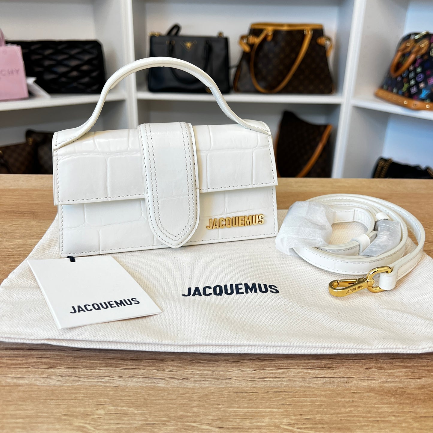 Jacquemus Le Bambino Off White Croc Embossed