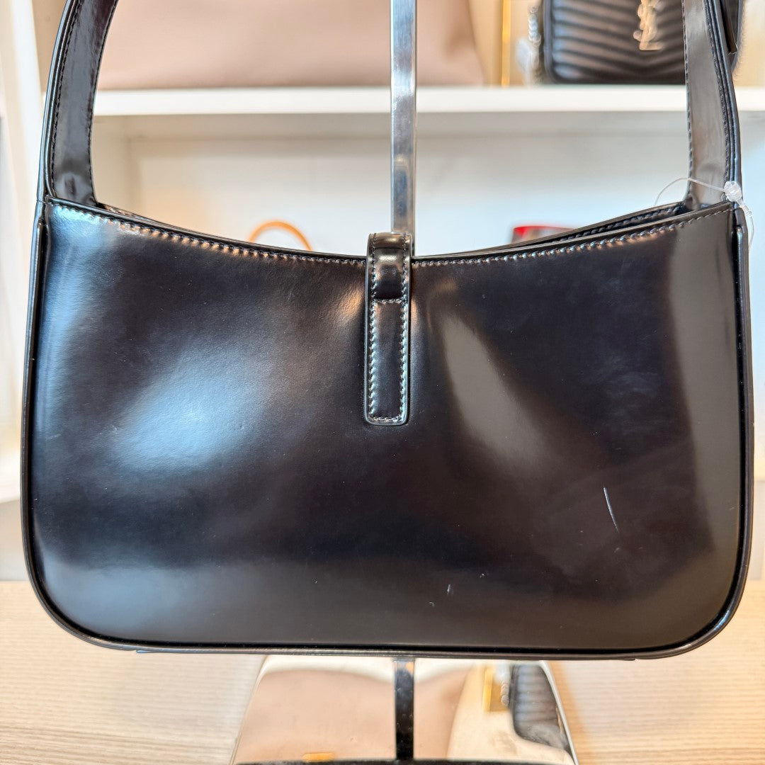 Saint Laurent YSL Le 5 A 7 Black Smooth Leather / Silver