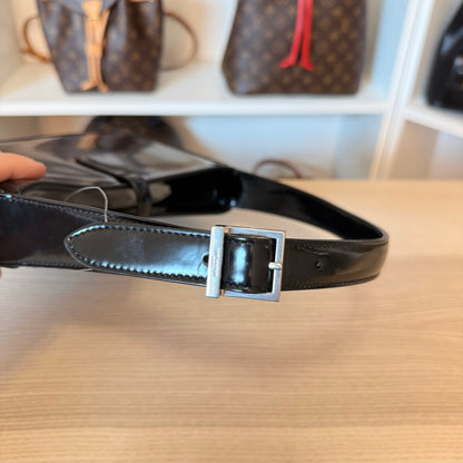 Saint Laurent YSL Le 5 A 7 Black Smooth Leather / Silver