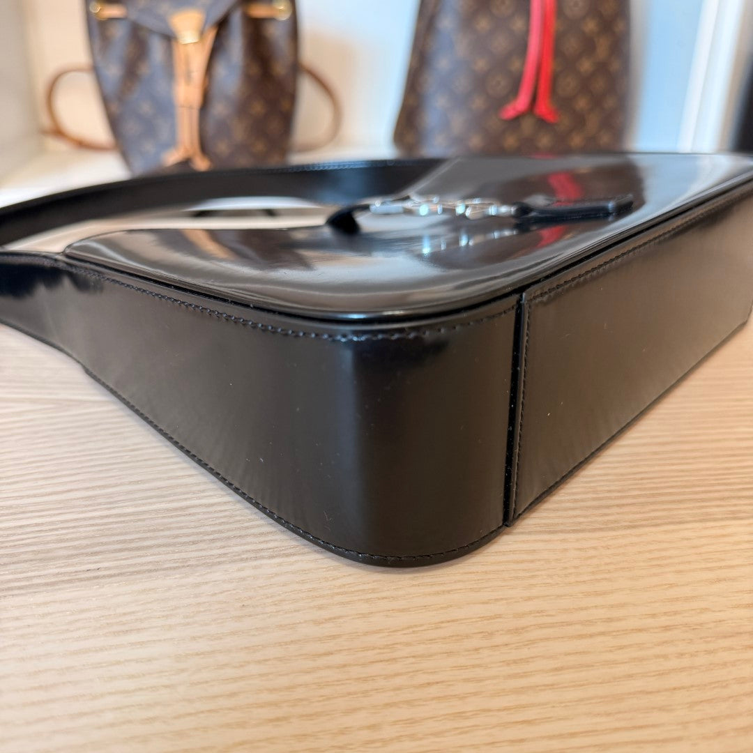 Saint Laurent YSL Le 5 A 7 Black Smooth Leather / Silver