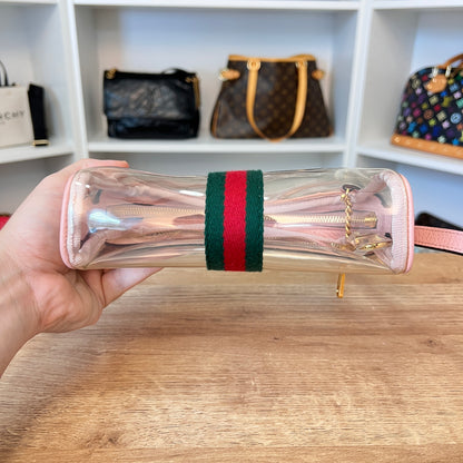 Gucci Vinyl Web Mini Ophidia Transparent Shoulder Bag Perfect Pink