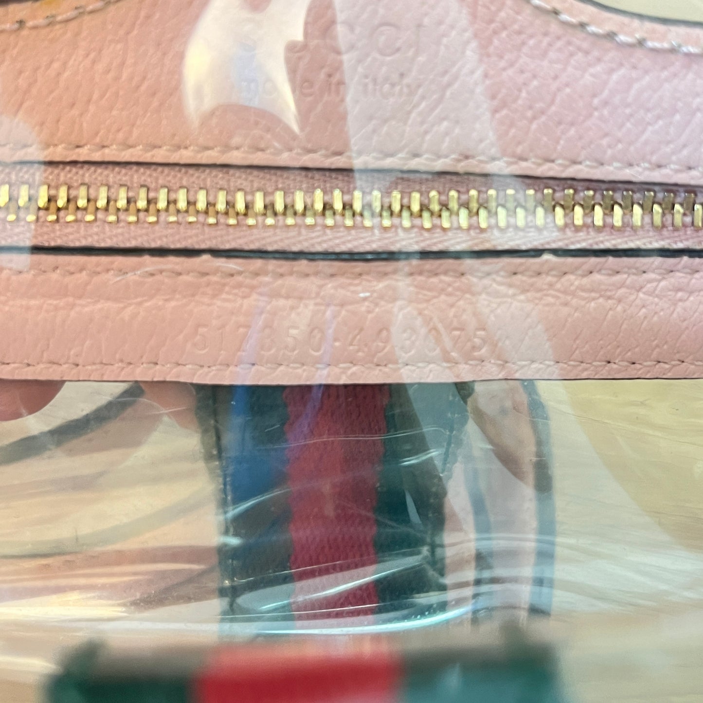 Gucci Vinyl Web Mini Ophidia Transparent Shoulder Bag Perfect Pink