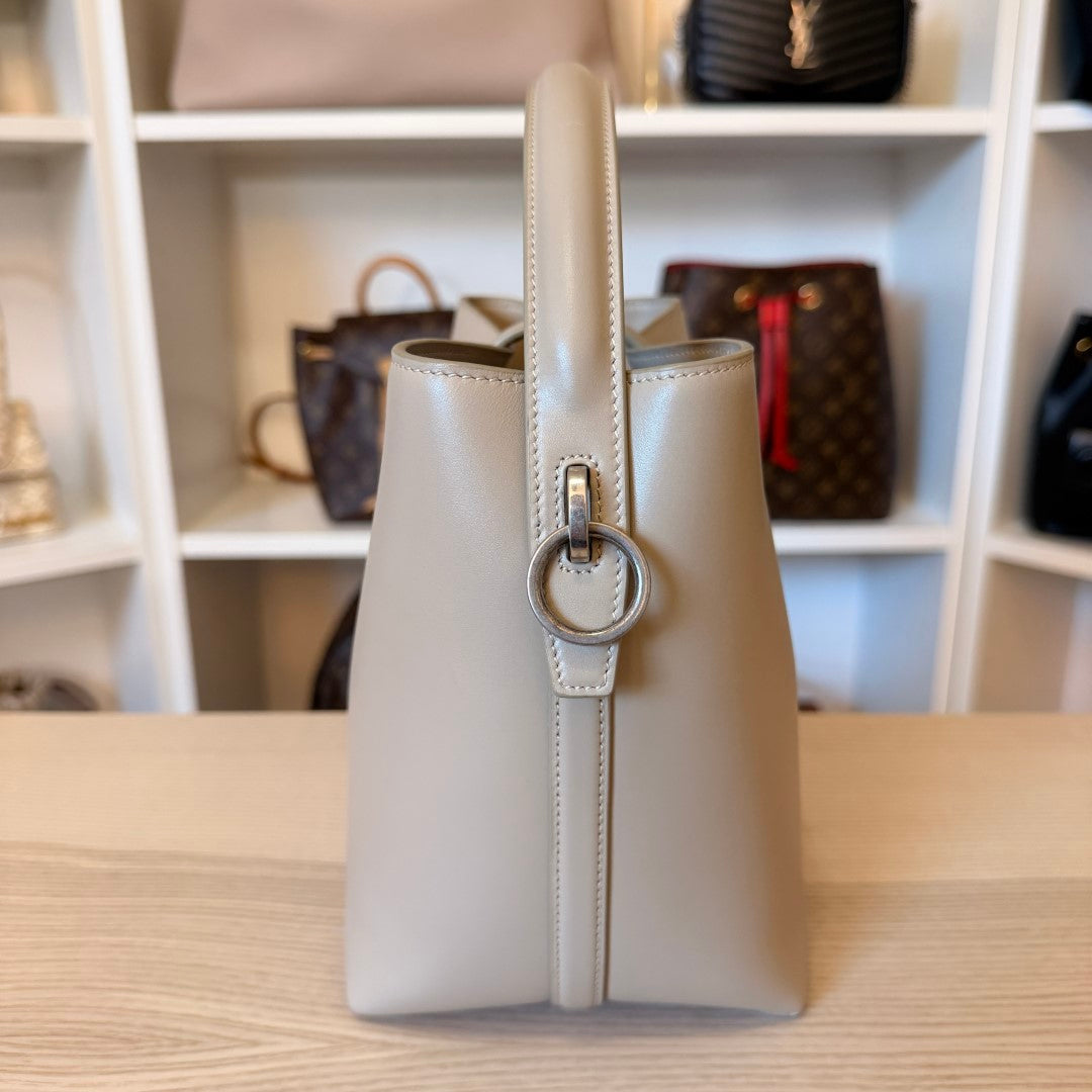 Saint Laurent YSL Le 37 Small Bucket Bag Beige w/ Silver