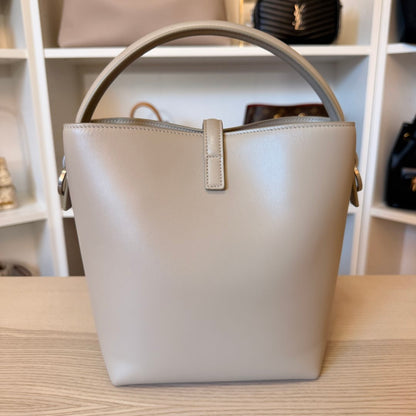 Saint Laurent YSL Le 37 Small Bucket Bag Beige w/ Silver
