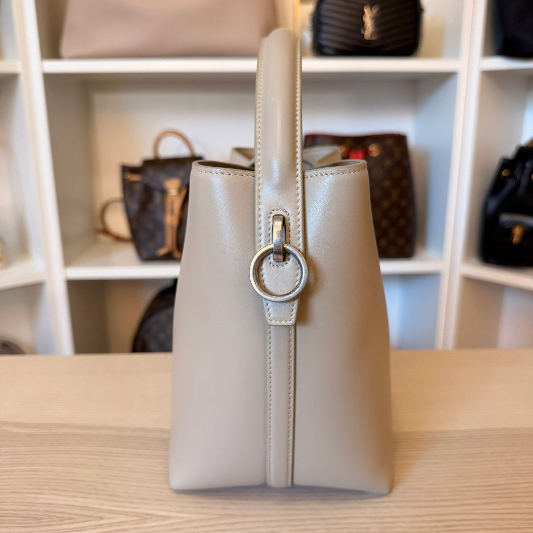 Saint Laurent YSL Le 37 Small Bucket Bag Beige w/ Silver