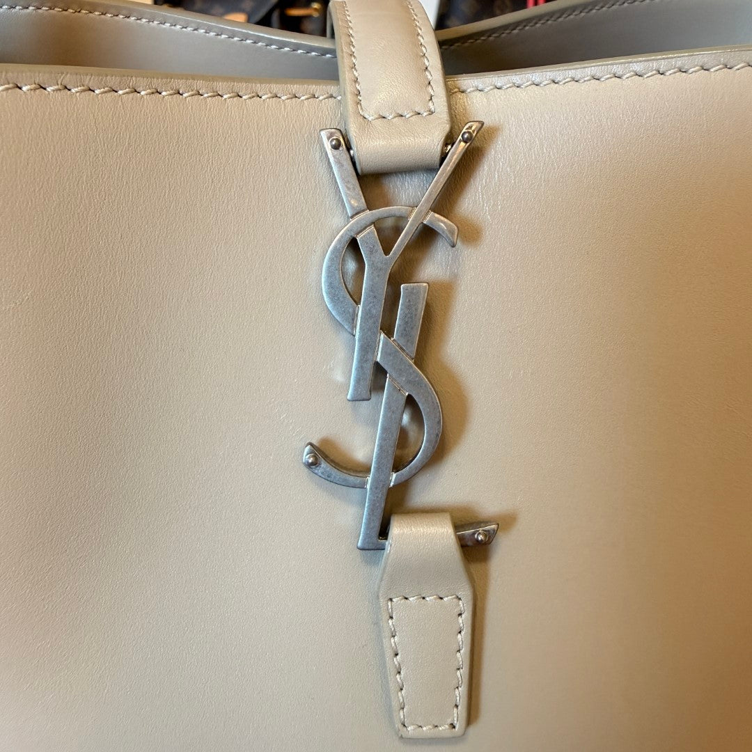 Saint Laurent YSL Le 37 Small Bucket Bag Beige w/ Silver