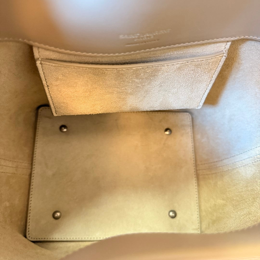Saint Laurent YSL Le 37 Small Bucket Bag Beige w/ Silver