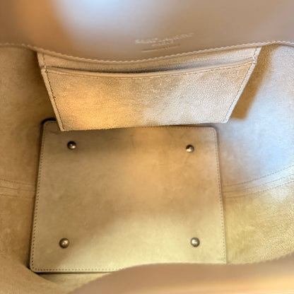 Saint Laurent YSL Le 37 Small Bucket Bag Beige w/ Silver