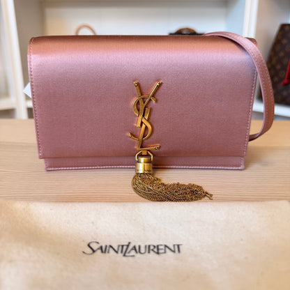 Saint Laurent YSL Satin Kate Tassel Wallet on Chain Bag