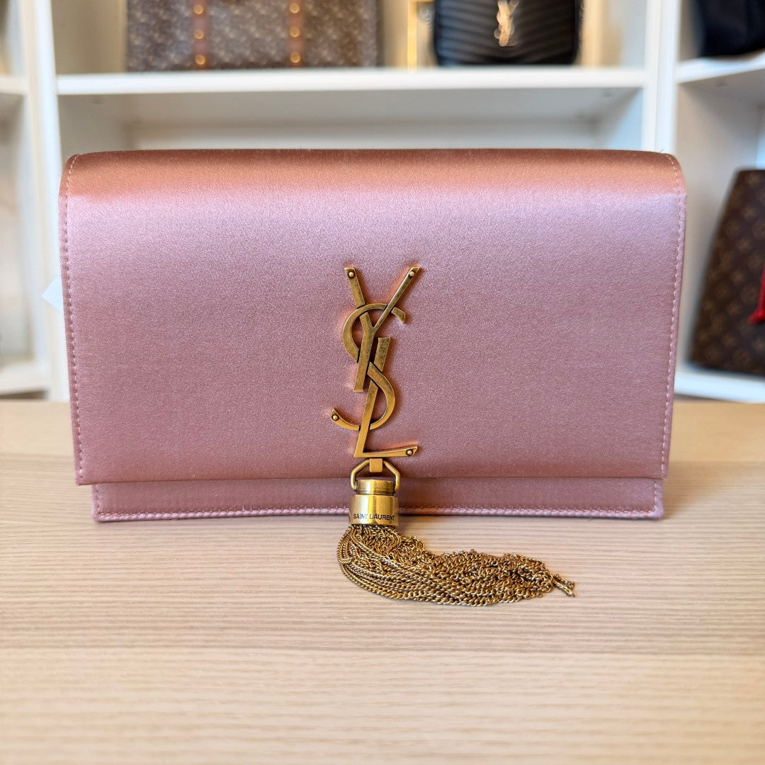 Saint Laurent YSL Satin Kate Tassel Wallet on Chain Bag