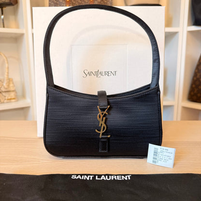 Saint Laurent YSL Mini Satin Le 5 A 7 Noir w/ Gold
