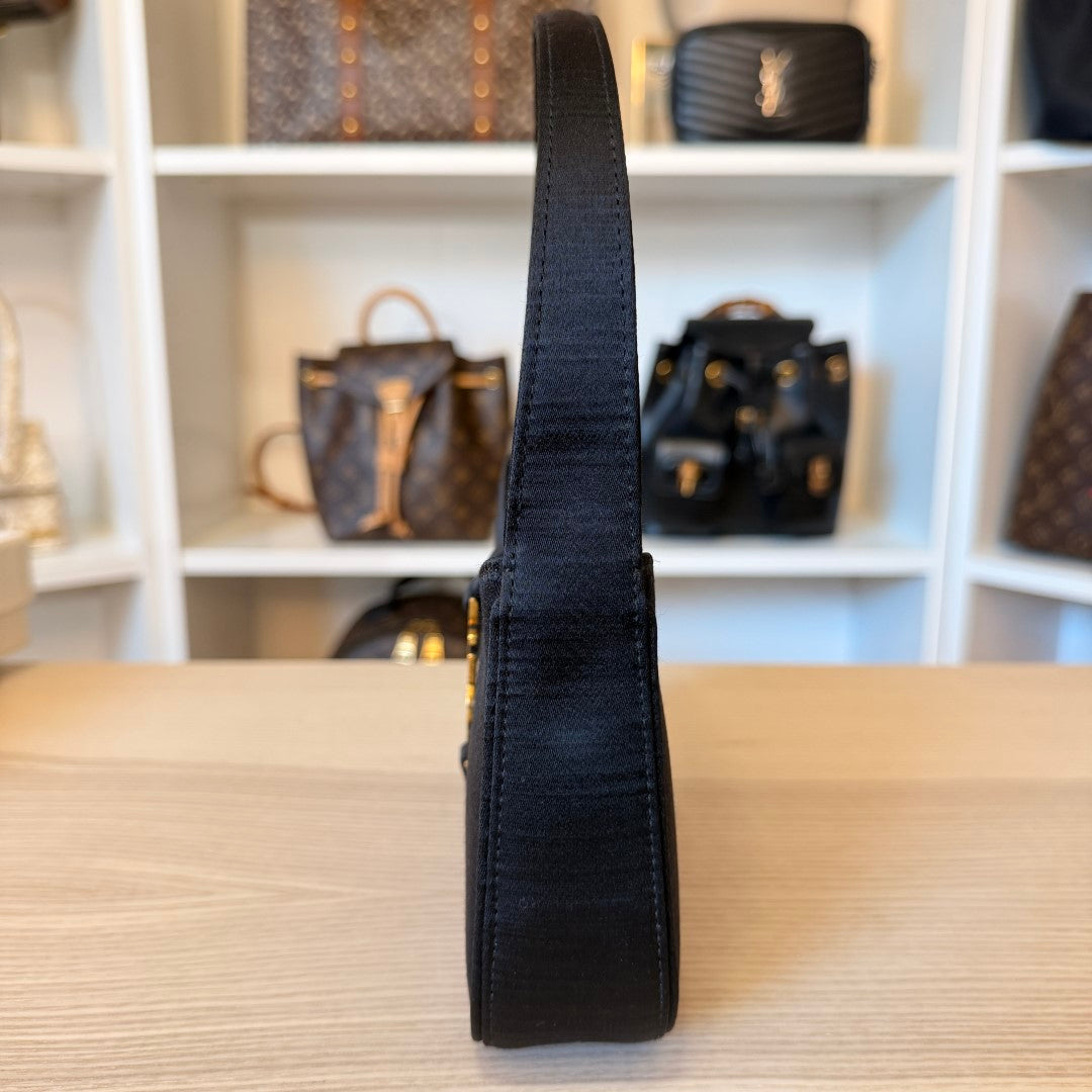 Saint Laurent YSL Mini Satin Le 5 A 7 Noir w/ Gold