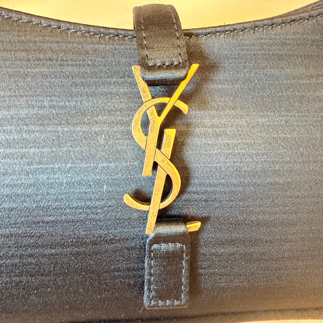 Saint Laurent YSL Mini Satin Le 5 A 7 Noir w/ Gold