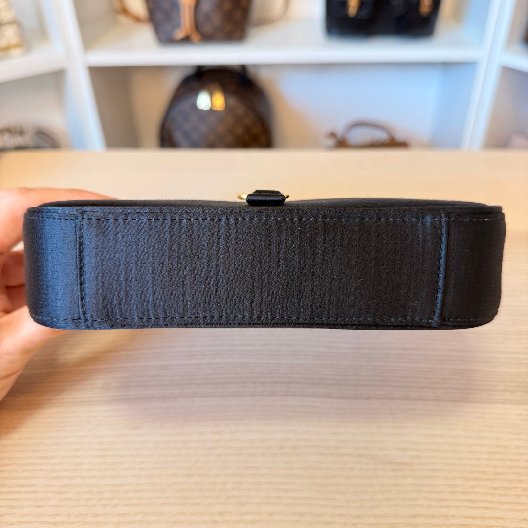 Saint Laurent YSL Mini Satin Le 5 A 7 Noir w/ Gold