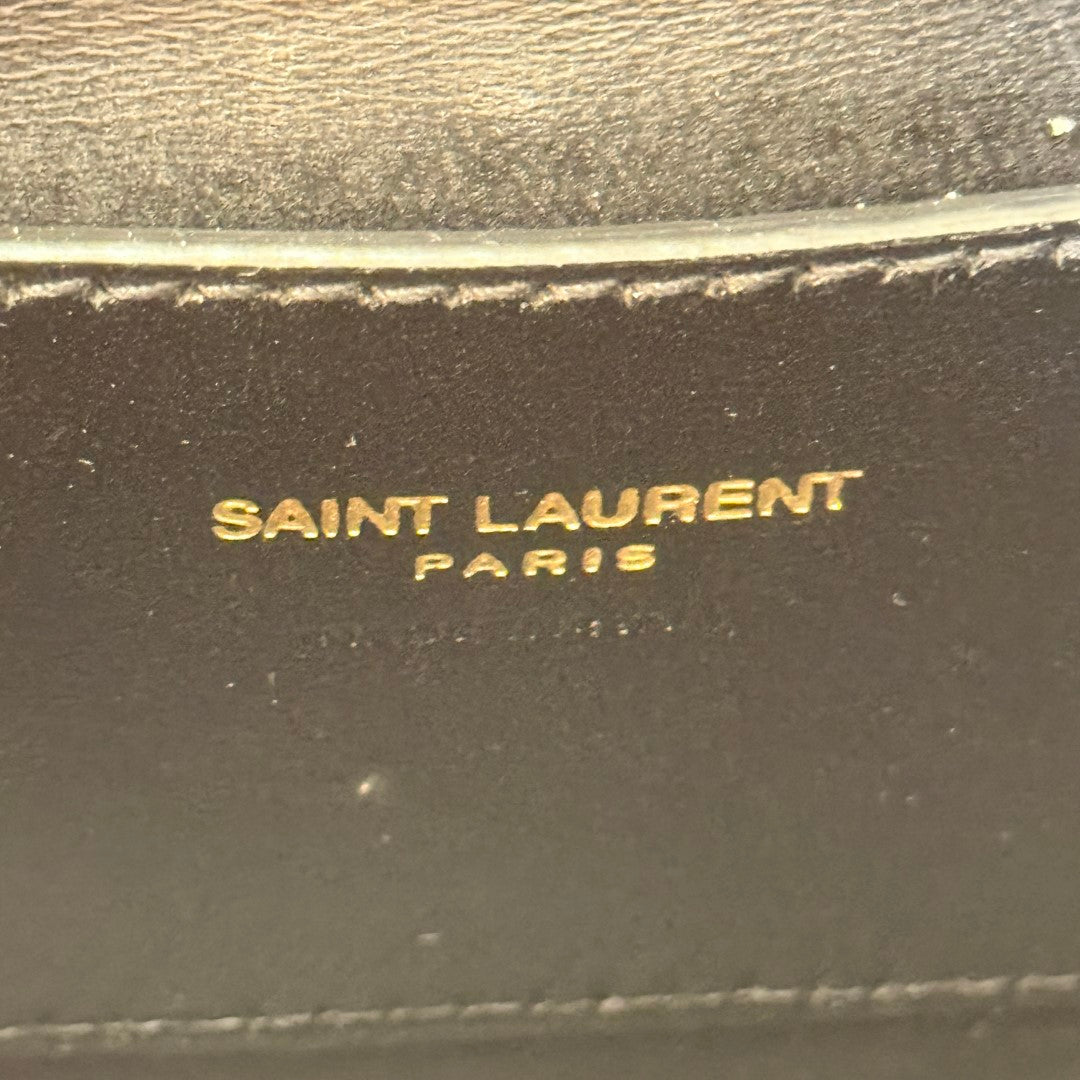 Saint Laurent YSL Mini Satin Le 5 A 7 Noir w/ Gold