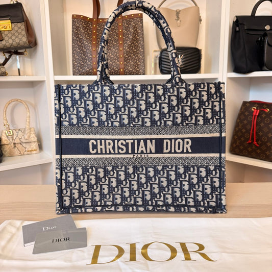 Christian Dior Book Tote Oblique Medium Blue