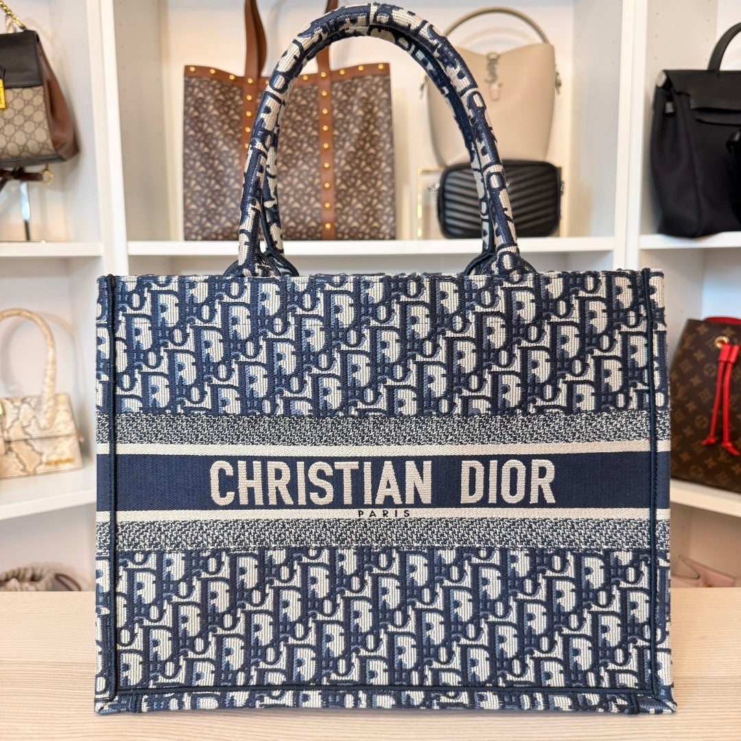 Christian Dior Book Tote Oblique Medium Blue